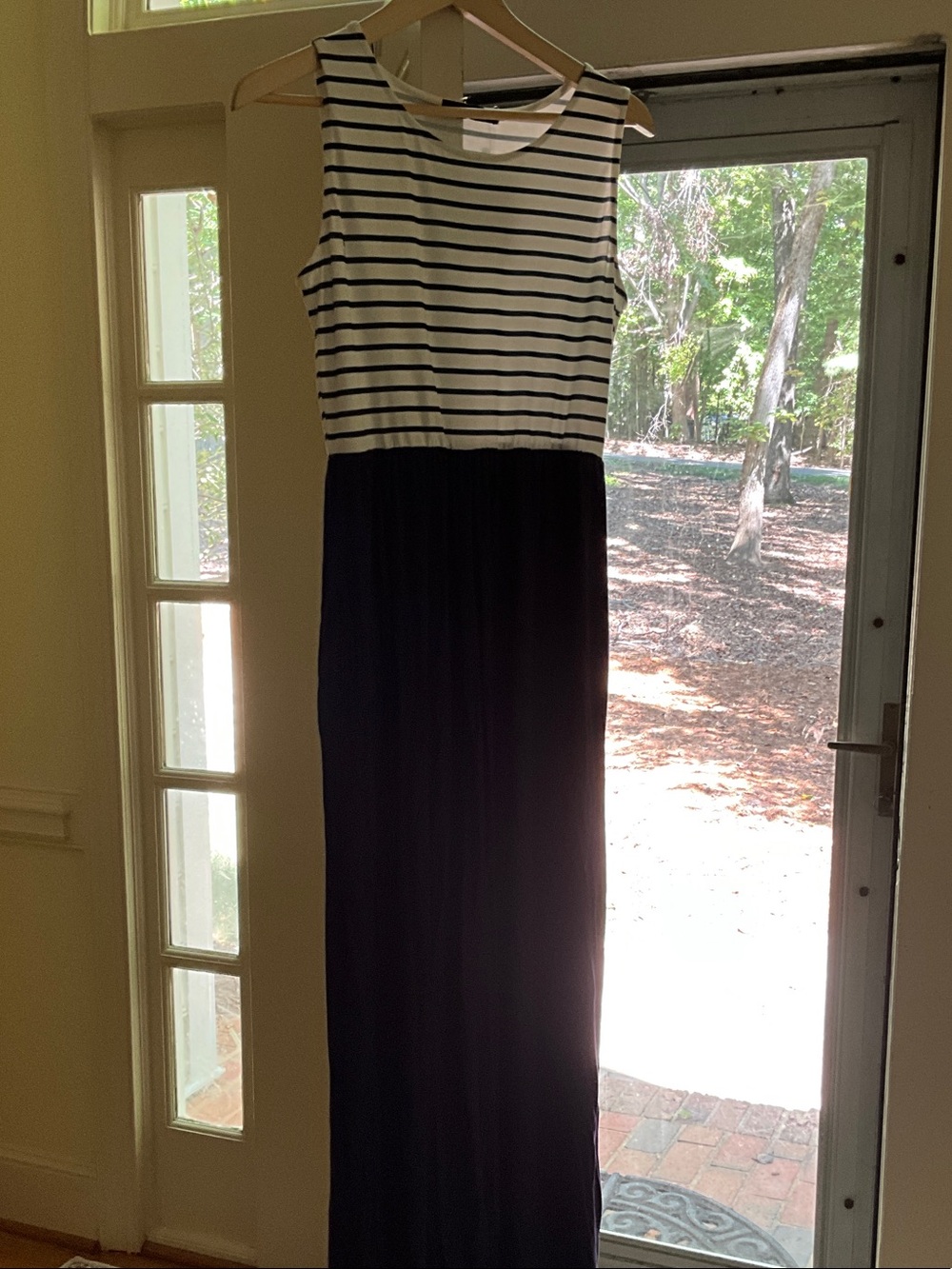 Striped Sleeveless Maxi Dress in Black and White